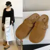 Mules retro de punta cerrada para mujer, nueva moda de otoño 2026, sin cordones con hebilla, zapatos versátiles estilo Birkenstock