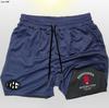 Anime Boxe Shorts Esportivos Masculinos Dois em Um Camada Dupla Secagem Rápida Verão Calças de Basquete Falso Duas Peças Treino de Corrida