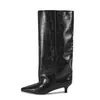 2026 Botas Largas Estilo Francés con Patrón de Cocodrilo, Punta Fina, Tacón de Gatito, Tacón Alto, Botas Rectas Debajo de la Rodilla, Botas Altas Adelgazantes para Mujer