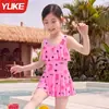 Traje de baño de falda de verano para niñas 2026, conjunto de top sin mangas de dibujos animados y falda de tirantes para niños