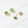 Pendientes Redondos con Anillas Colgantes, Chapados en Oro de 14K que Conserva el Color, Incrustados con Piedra de Ojo de Gato Colorida, Pendientes Vintage, Accesorios para Pendientes Hechos a Mano DIY