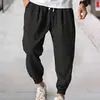 Moda Casual Amazon Calças Masculinas Largas Verão Respiráveis Calças de Tornozelo Calças Retas de Praia Cor Sólida Atacado