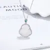 Colar de Prata Esterlina 925 com Calcedônia Branca Buda Maitreya para Mulheres, Nova Moda Estilo Corrente para Clavícula Buda, Joias de Prata de Alta Qualidade e Elegantes