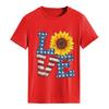 Estación independiente transfronteriza Europa y Estados Unidos AMOR girasol impresión de estrella de cinco puntas moda cuello redondo manga corta camiseta casual Amazon