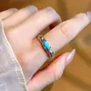 Anel de Dedo Aberto Estilo Nacional Literário Vintage Anti-Verde Ovo de Pinheiro Rosto Feminino Versátil Estilo Nacional Xiangyun Ruyi para Mulheres