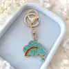 Llavero de nube de arcoíris con diamantes de imitación de aleación, llavero para coche, colgante para bolso, accesorio de regalo