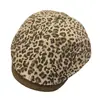 Gorra de Visera Vintage con Estampado de Leopardo para Mujer, Sombrero Versátil de Moda Otoño/Invierno con Ala Ancha, Gorra de Pico de Moda para Adelgazar el Rostro para Mujer