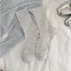 Calcetines de Malla de Verano para Mujer Calcetines Holgados Finos de Media Caña Sin Costuras Color Sólido Blanco Versátiles Calcetines de Algodón de Media Longitud