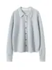 Suéter Consinee Série 100% Caxemira Pura Feminino Gola Polo Cardigan Tricotado Jaqueta Nova Listrada Solta Top