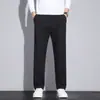 Nueva colección de otoño de pantalones casuales grises de alta gama resistentes a las arrugas para hombre, versátiles y elegantes, pantalones rectos cropped
