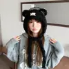 Gorro de Punto con Orejas de Oso Lindo Otoño Invierno Estilo Nuevo Circunferencia de Cabeza Grande Cálido Cortavientos Engrosado Para Adelgazar la Cara Protección de Orejas Gorro