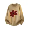2026 Estilo coreano, chic sin esfuerzo, diseño floral bellamente único, suéter de cuello redondo, unisex, nueva colección otoño/invierno, corte holgado