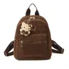 Mochila Retro para o Dia a Dia Feminina, Estilo Coreano Ins Estampa de Leopardo Versátil Pequena Mochila de Viagem, Bolsa de Mão Elegante da Moda