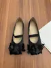 Primeiro Encontro com os Sapatos Mary Jane de Cetim com Laço, Salto Baixo, Corte Baixo e Bico Redondo, Estilo Francês