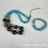 Conjunto de Collar y Pulsera de Ágata con Patrón de Hielo Imitación Vintage Estilo Nuevo Transfronterizo Europeo y Americano