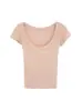 Camiseta de Manga Corta con Cuello en U Estilo Puro Deseo, Suave y Amigable con la Piel, Ligeramente Transparente, Corte Ajustado, Favorecedora, Adecuada para Usar en Capas o Sola