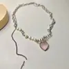 Colgante de Amor de Fresa Rosa Dulce Collar de Perlas Dulce Fresco Cadena para Clavícula de Alto Grado con Temperamento Nuevo para Mujer 2023
