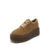 2024 Outono e Inverno Couro Sola Grossa Doug Sapatos Forrados de Lã Sapatos Bocken Big Head Sapatos Casuais Sapatos Plataforma Mocassins Retro