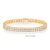 Novo Bracelete Tennis de Cobre com Zircônia Inlaid 3mm Fecho de Mola Bracelete Dupla Fileira Tennisbracelet Tendência Lote de Fábrica