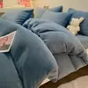 Juego de Ropa de Cama Grueso de Invierno de Cuatro Piezas Funda de Edredón de Leche de Doble Cara y Franela Coral Sábana Ajustada con Felpa Sábana de Tres Piezas