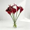 Mini flor de cala artificial de PU, tacto realista, flor artificial para decoración de sala de estar en casa, accesorios para fotografía de bodas, flor artificial decorativa