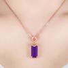 Novo pingente de pedra preciosa de ametista retangular de luxo pingente de diamante roxo embutido pingente de tesouro de cor de zircão corrente de clavícula feminina