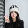 Gorro de Lana Tejido para Mujer Otoño e Invierno Versátil Circunferencia de Cabeza Grande Verde Holgado Ins Moda para Adelgazar la Cara Juego de Guantes