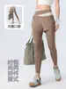 Saia Shorts de Yoga Falsa Duas Peças Color Block com Bolso Embutido Cintura Alta Controle de Barriga Roupa Esportiva Levanta Bumbum Emagrecimento Secagem Rápida Calça Fitness para Mulheres