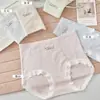Ropa interior de algodón Jacquard para mujer, talla mediana y grande, amigable con la piel, cintura media-alta, sin costuras, suave, transpirable, con refuerzo de seda 0373