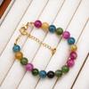 Nuevo Chino Original Verano Colorido Dopamina Turmalina Natural Arcoíris Collar Pulsera Todo-combinable Collar de Alta Gama para Mujer