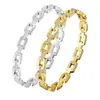 Pulsera de Acero Inoxidable con Diseño Cuadrado y Diamantes, Pulsera de Acero de Titanio para Mujer con Cierre, Pulsera de Moda, Joyería Transfronteriza, Estilo Lujo Ligero