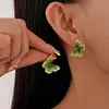 Pendientes de Diseño Simple Coreano, Pendientes Creativos Pequeños con Gradiente Verde Fresco, Pendientes Dulces, Compactos y de Gama Alta