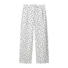 Conjunto de verão para mulheres, estilo europeu e americano, com top regata de bainha estilo saia cropped de bolinhas e calça comprida