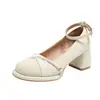 Zapatos Mary Jane simples, casuales y retro de estilo francés con tacón grueso para mujer, nueva colección otoño/invierno 2026, punta poco profunda, planos blancos versátiles
