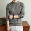 Suéter de Punto Trenzado con Cuello Redondo para Hombre, Cálido, Estilo Old Money, Ropa para Hombre, Lujo Ligero, Gama Alta, Color Sólido, Transpirable, Top Casual