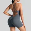 Roupas de Yoga Europeias e Americanas Seamless de Peça Única, Sutiã Esportivo Lindo nas Costas para Uso ao Ar Livre, Roupas Fitness para Bumbum de Pêssego, Body de Peça Única com Alças
