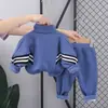 Coreano nuevo otoño niño deportes bate camisa cremallera conjunto de tres piezas para bebé niño cuello redondo suéter manga larga traje moda