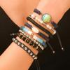 Pulsera Europea y Americana Popular Transfronteriza de Verano para la Playa Acero Inoxidable Colorida Árbol de Coco Tortuga Arcilla Suave Trenzada Juego de Pulseras