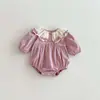 Nuevo Otoño 2025 Mono Dulce para Niñas con Lazo Grande y Solapa Amplia Ropa Elegante a Juego para Hermanas Atuendo de Salida para Bebé