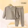 Pijama Térmico de Felpa para Niños Otoño e Invierno Lana Seda Sin Costuras Conjunto de Top y Pantalón para Niños y Niñas Ropa Interior Engrosada