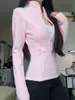 Nova Jaqueta de Lã com Gola Alta Feminina Cardigã Slim Fit Camada Interna Versátil para Esportes ao Ar Livre Camada Base Quente