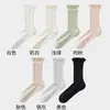 Medias finas de seda de verano para mujer, calcetines transpirables de malla hasta la pantorrilla, estilo ballet, calcetines largos blancos con encaje superpuesto para verano