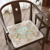 Cojín visual para silla bordado estilo chino, transpirable y fresco, cojín antideslizante para sala de té, cojín de asiento de seda helada resistente a la suciedad para verano