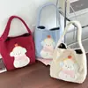 Bolso Cruzado de Peluche con Muñeco de Nieve Estilo Coreano Otoño e Invierno Bolso Tote Grande con Bordado de Perro Lindo para Mujer