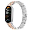 Adequado para Xiaomi Mi Band 10 Pulseira de Relógio de Diamante de Três Contas Mi Band 8/9 Geração Pulseira de Relógio de Metal com Diamante Novo Modelo em Estoque