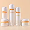 Frasco Eggshell Prata Veada Patente 30-120ml Conjunto Frasco de Vidro para Loção Embalagem Cosmética Frasco de Creme Recarregável para Viagem