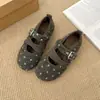 Hebilla Temperamento 2026 Boca Baja Zapatos Individuales Mary Janes para Mujer Correa Única Retro Lunares Otoño/Invierno Nuevo Estilo con Lana Versión Coreana