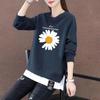 Sudadera Patchwork para Mujer 2026 Primavera y Otoño Nuevo Estilo Falsa de Dos Piezas Cuello Redondo Estilo Coreano Holgada Súper Popular Manga Larga Ins Venta al por Mayor Fabricante