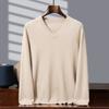 Suéter de cachemira para hombre, cuello en V, grueso, 100% cachemira pura, informal, holgado, de color sólido, con base de cachemira.