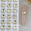 Manicura nueva 5.3 * 6 mm mini mariposa borde guía plano diamante K9 dorado citrino tridimensional adherir al clavo juego de diamantes para uñas